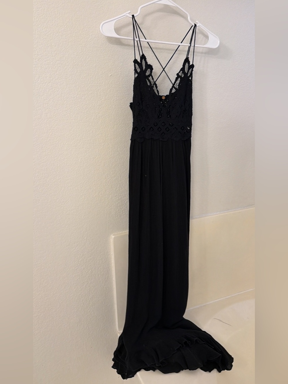 Free people adella maxi Black Lace dress